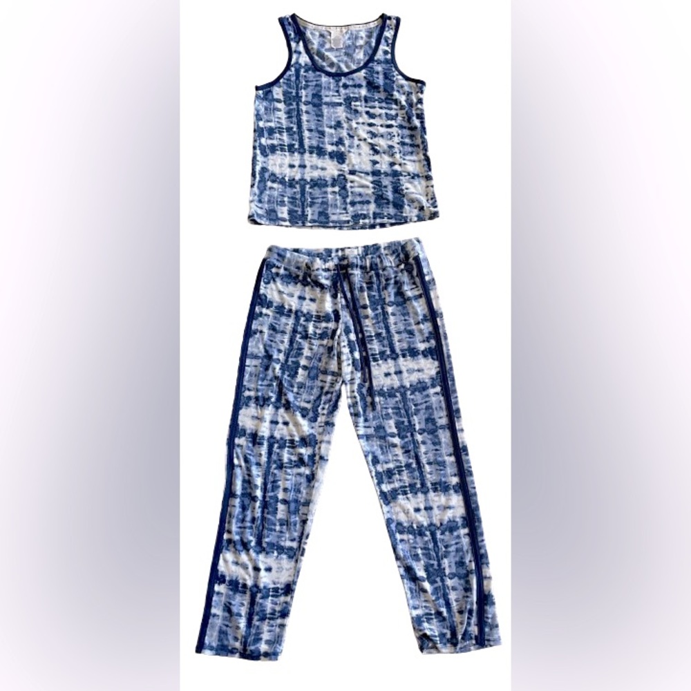 Lucky Brand Los Angeles Women’s 2 Pc Loungewear Set, Navy White, M